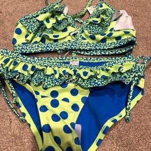 Justice size 10 NWT bikini Polka dot 💚💙